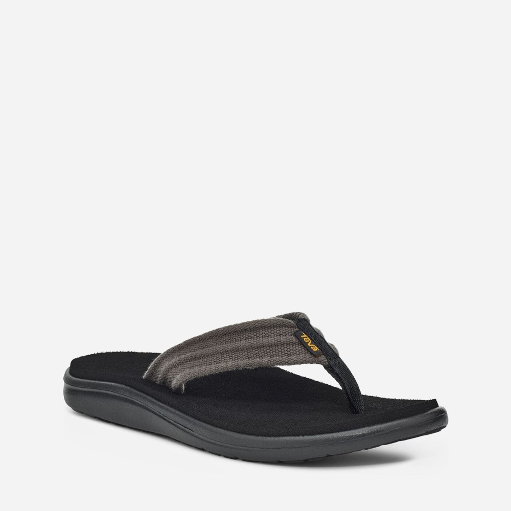 Teva Voya Canvas - Men's Teva Flip Flops - Grey | India (TYIJ07642)